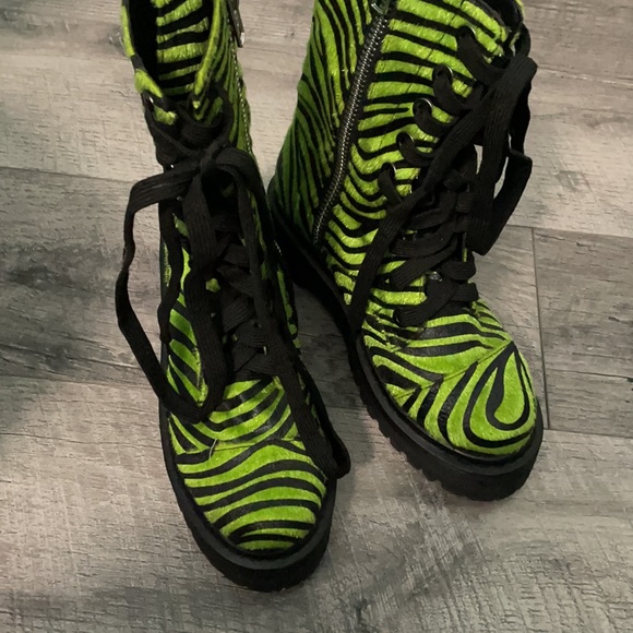 Current Mood Lime/Neon Green and Black Zebra Print Boots - Picture 6 of 10